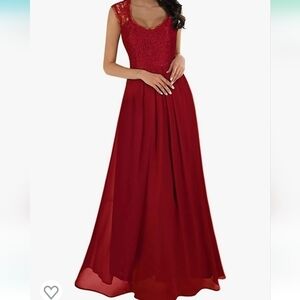 MIUSOL Women's Red Casual Deep-V Neck Sleeveless Vintage Maxi Dress NWT Size S